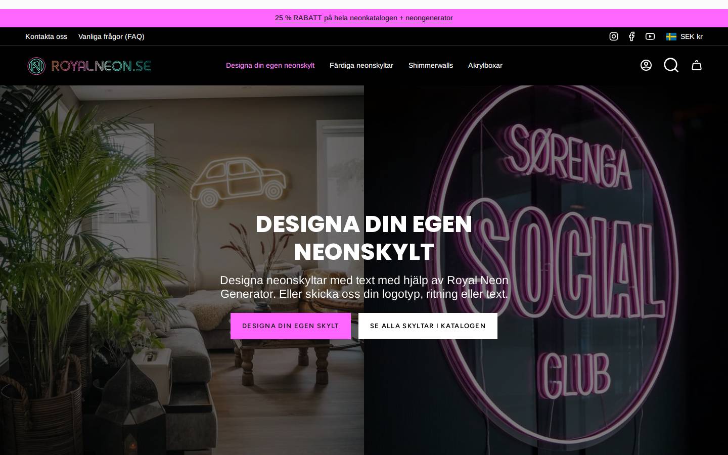 RoyalNeon.se homepage screenshot
