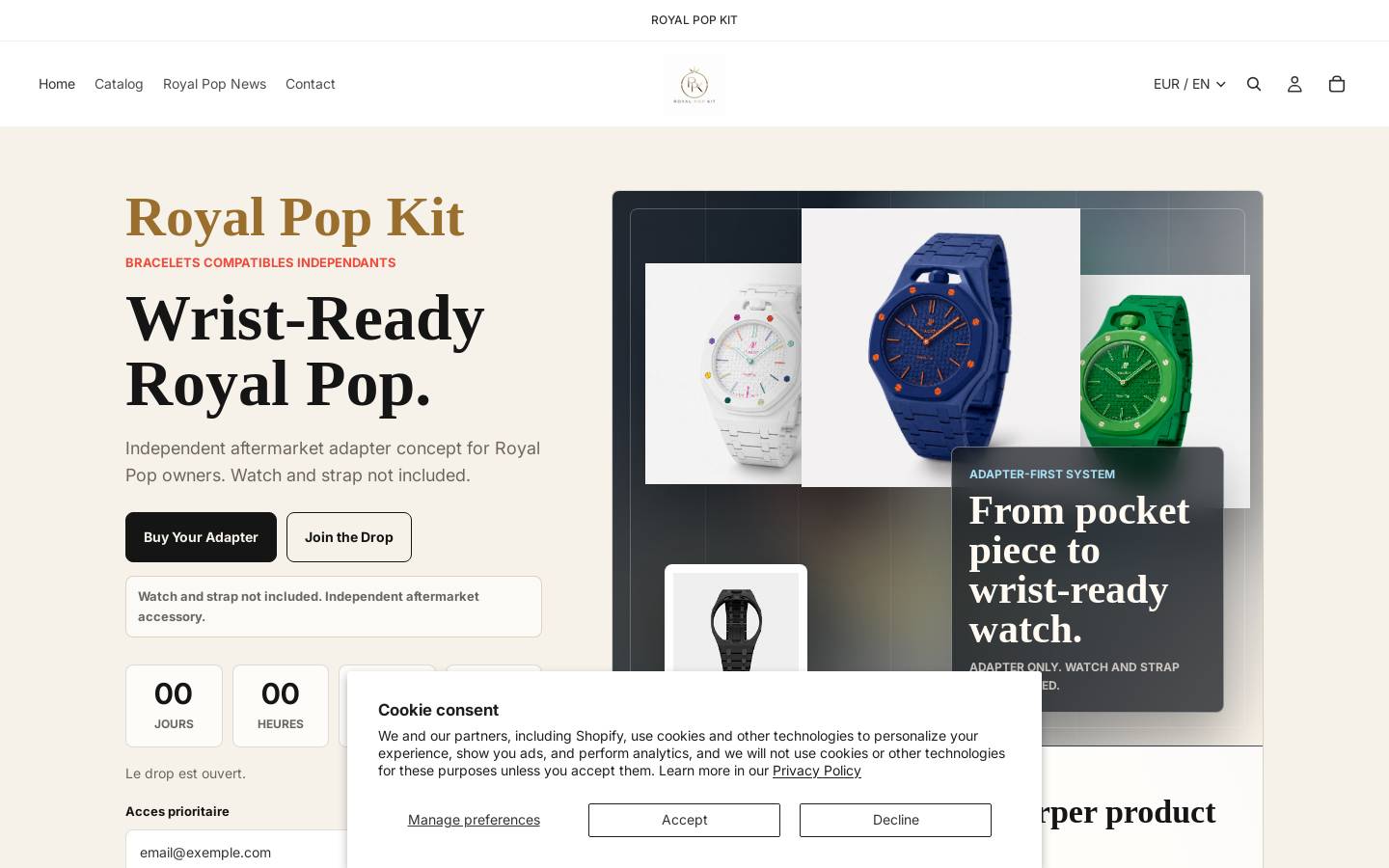 royalpopmetalbracelet.com homepage screenshot