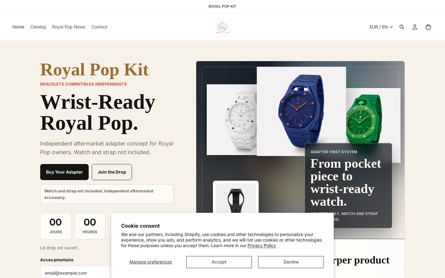 royalpopwristadapter.com homepage screenshot