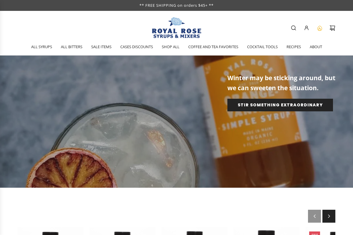 royalrosesyrups.com homepage screenshot