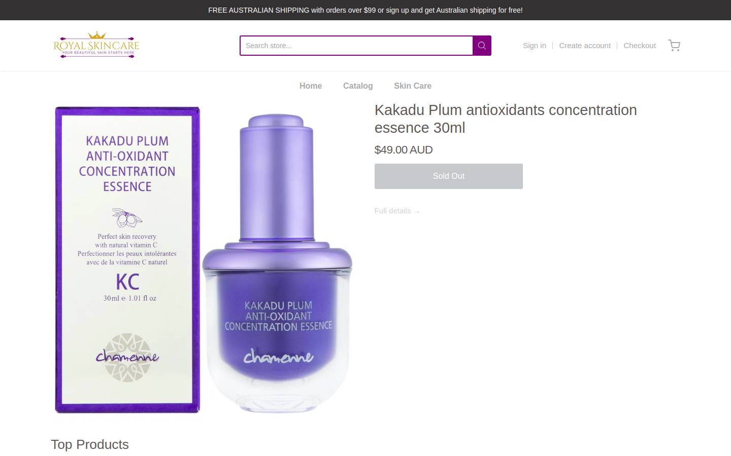 royalskincare.com.au homepage screenshot
