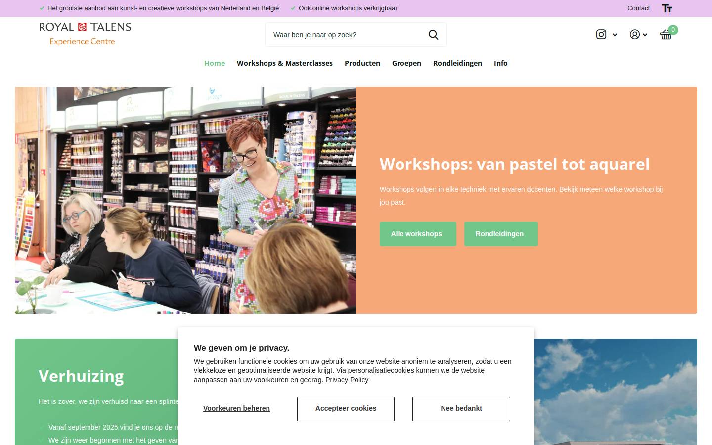 royaltalensexperience.nl homepage screenshot