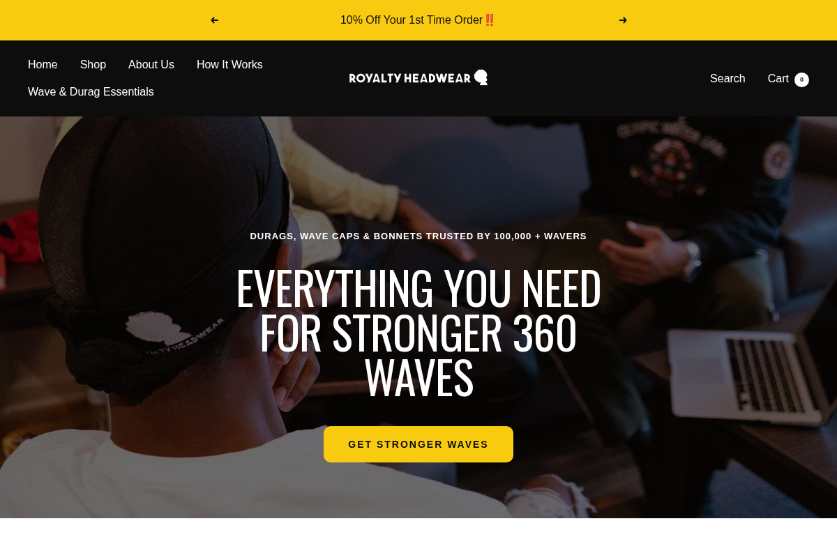 Royalty Headwear homepage screenshot