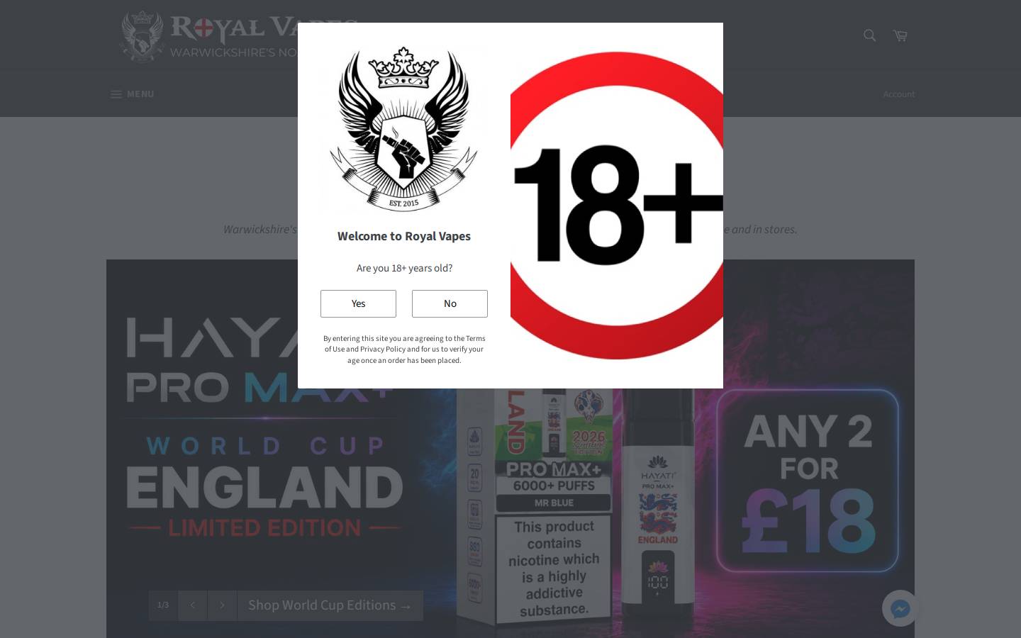 royalvapes.net homepage screenshot