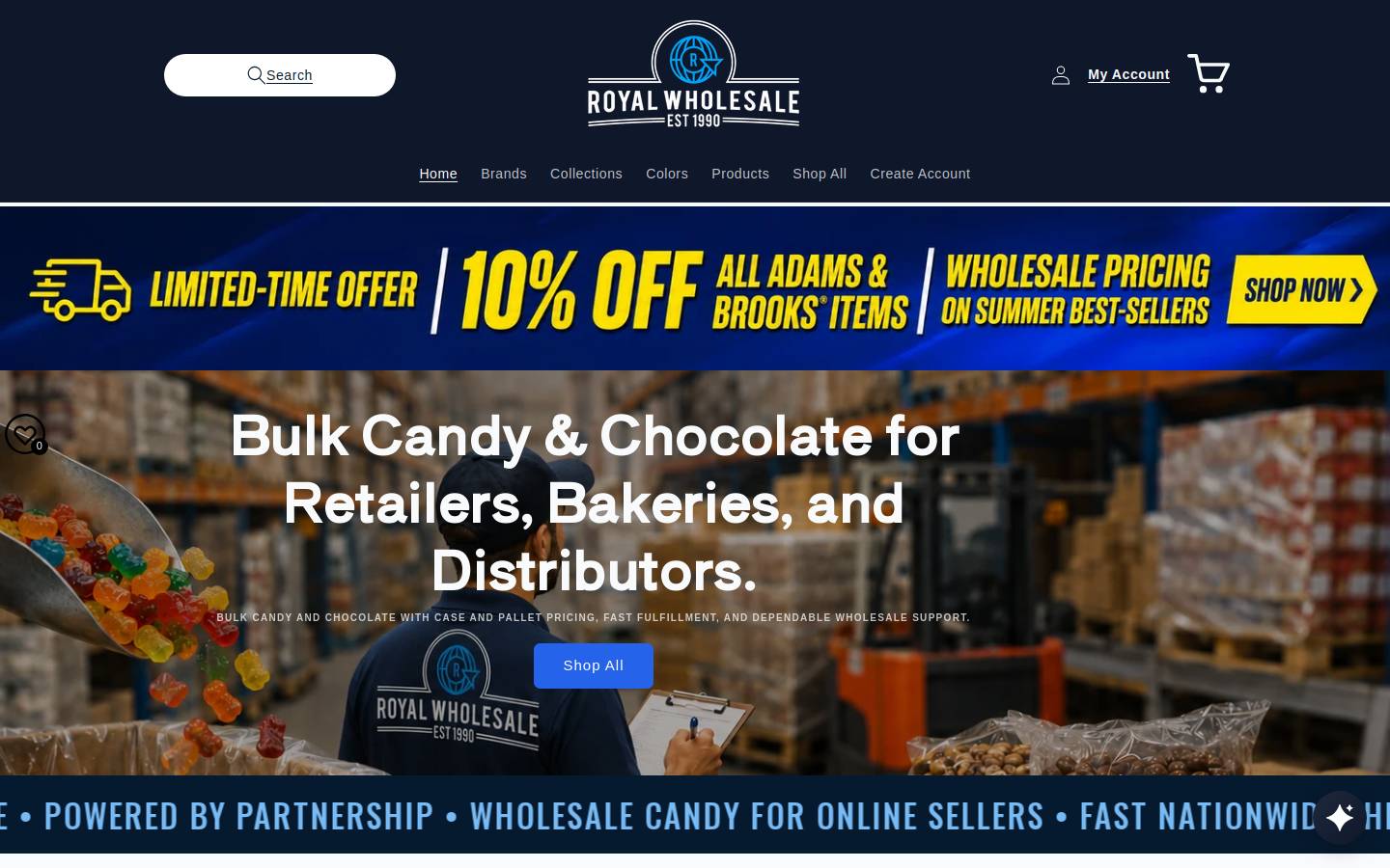 Royal Wholesale homepage screenshot