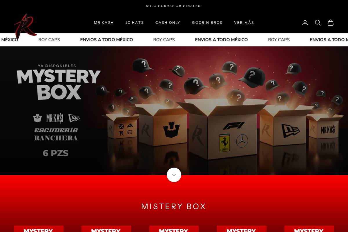roycaps.shop homepage screenshot