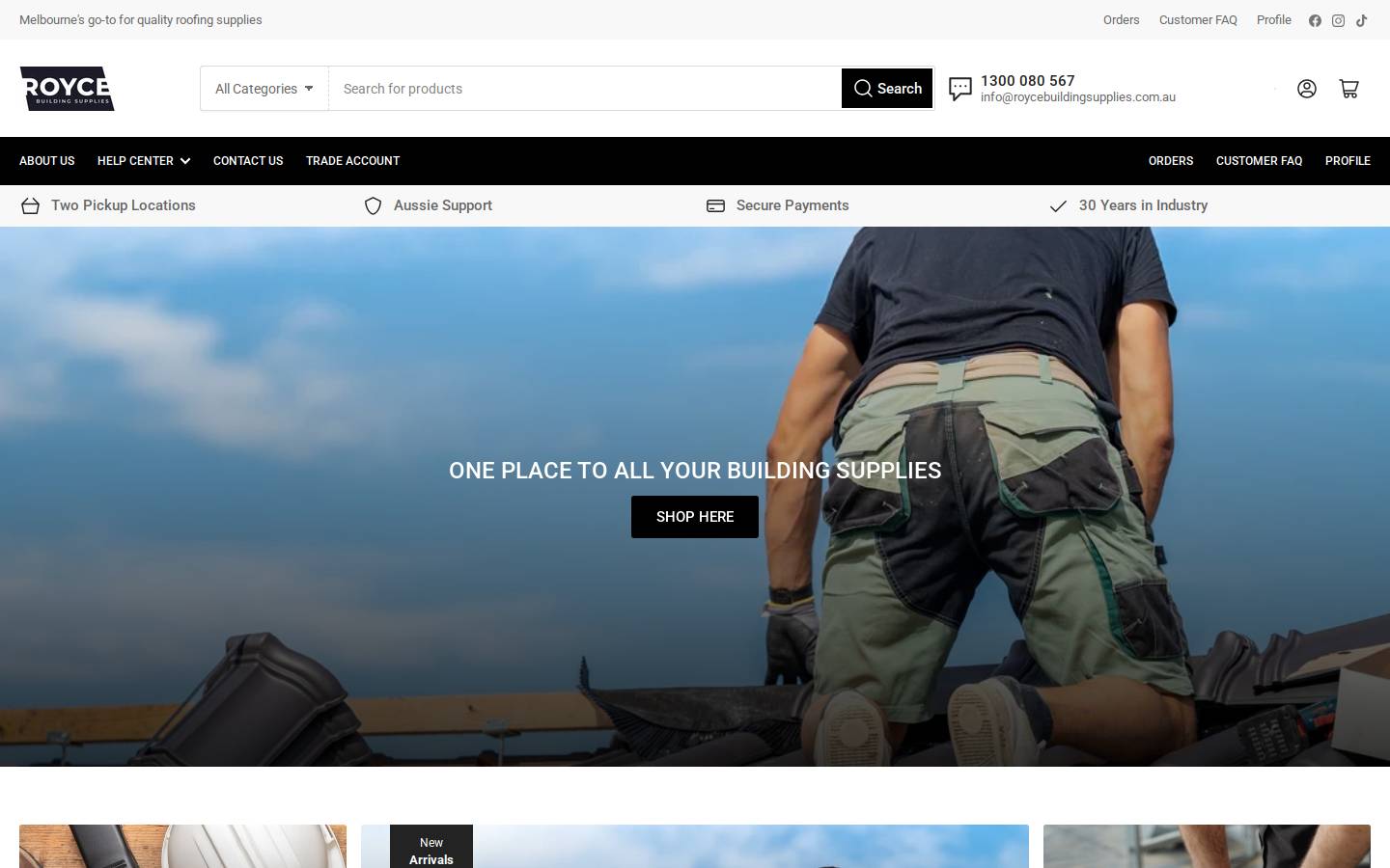 roycebuildingsupplies.com.au homepage screenshot