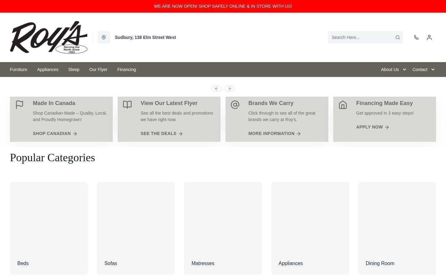 Roysfurniture homepage screenshot