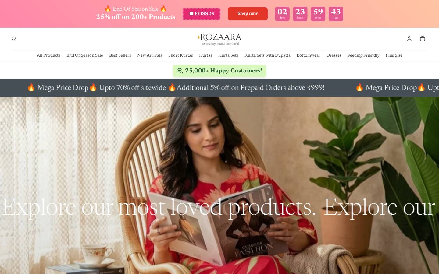 rozaara.in homepage screenshot