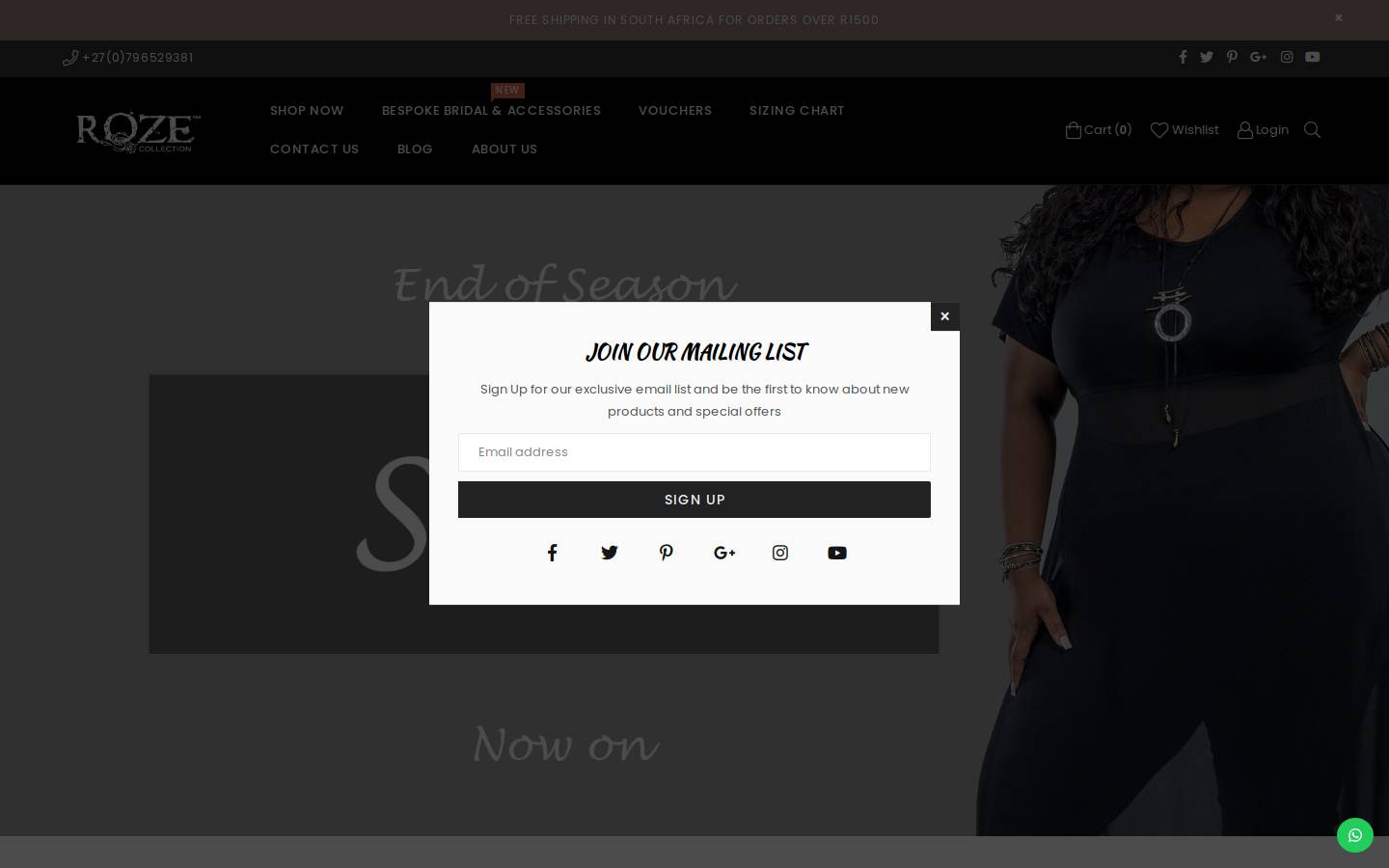 rozecollection.co.za homepage screenshot