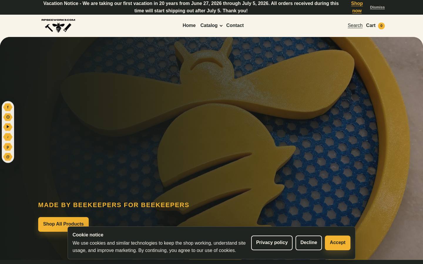 rpbeeworks.com homepage screenshot