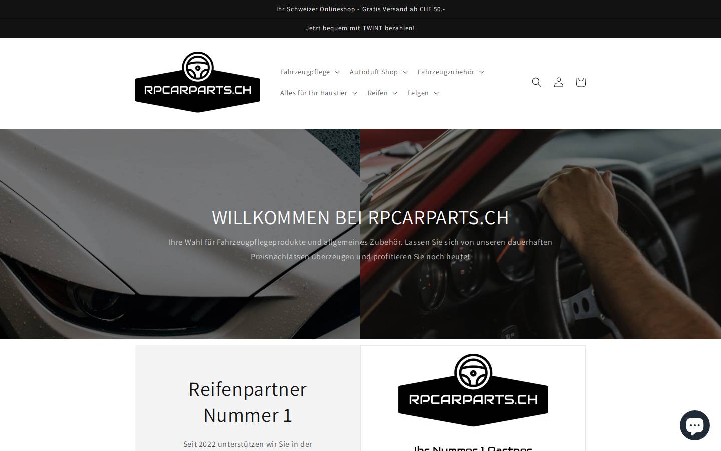 rpcarparts.ch homepage screenshot