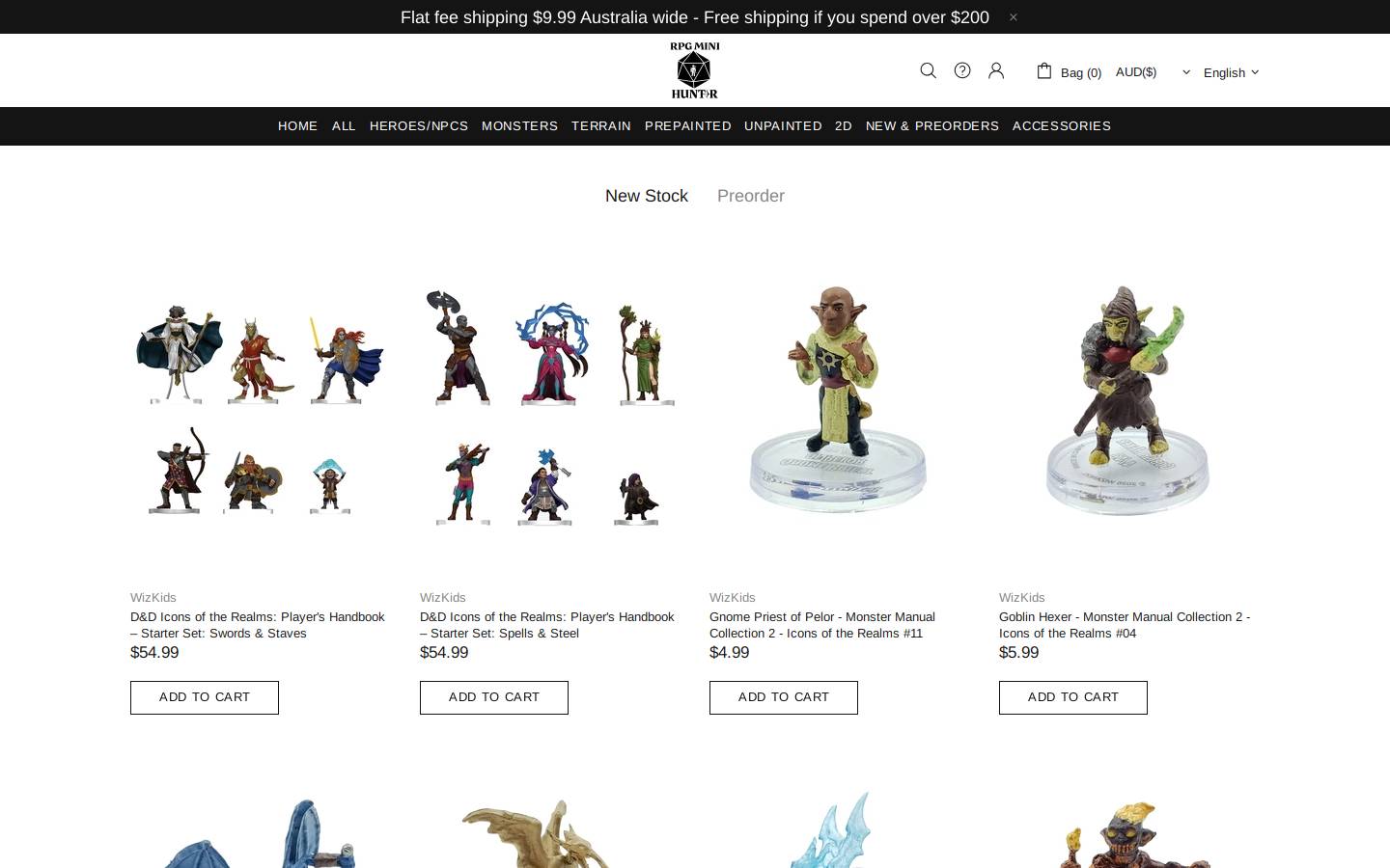 rpgminihunter.com.au homepage screenshot