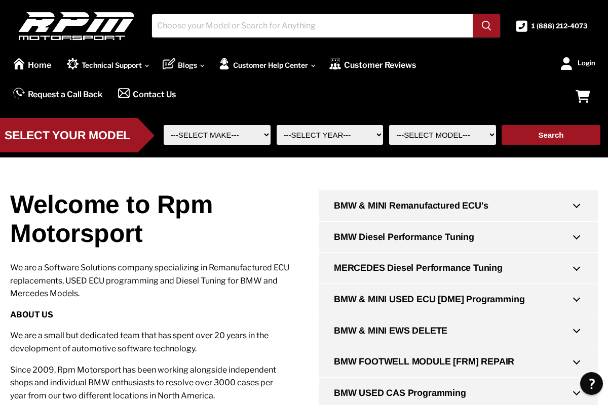 Rpm Motorsport Canada homepage screenshot