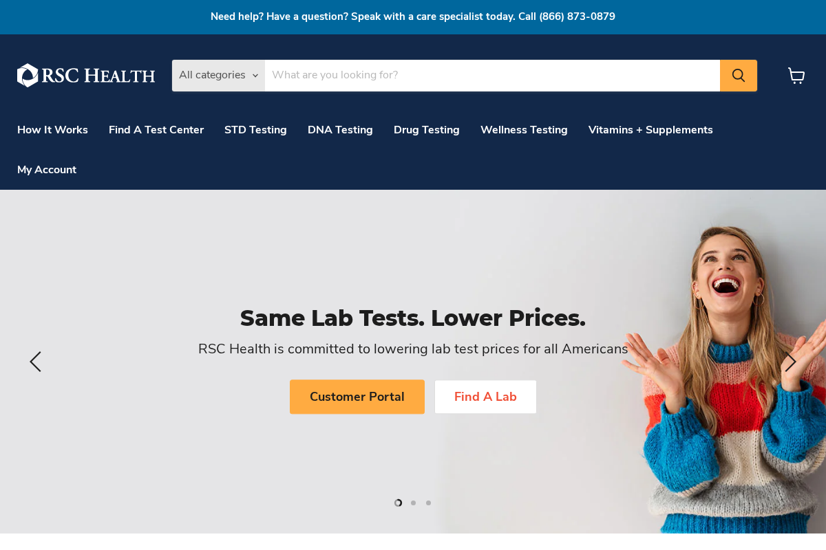 Rapid Screenings Center homepage screenshot