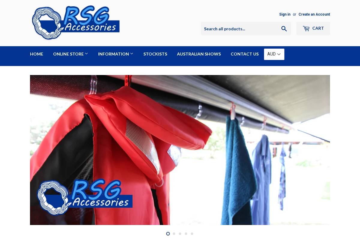 rsgaccessories.com.au homepage screenshot
