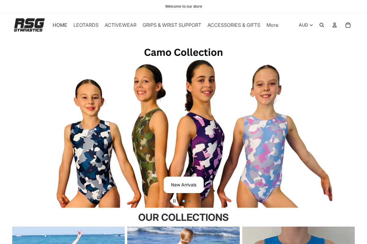 rsgymwear.com.au homepage screenshot