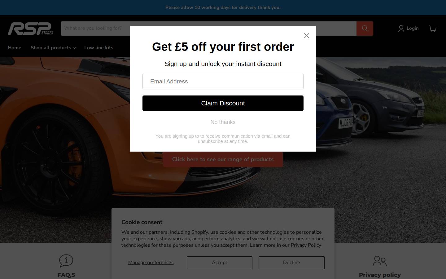 rspstores.com homepage screenshot