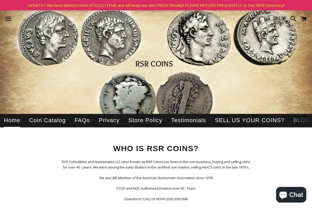 rsrcoins.com homepage screenshot