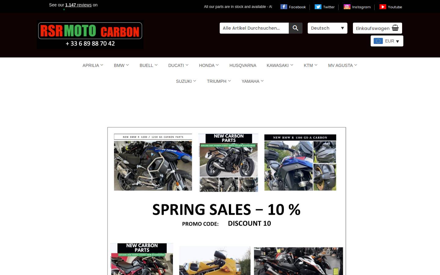 RSR Moto homepage screenshot