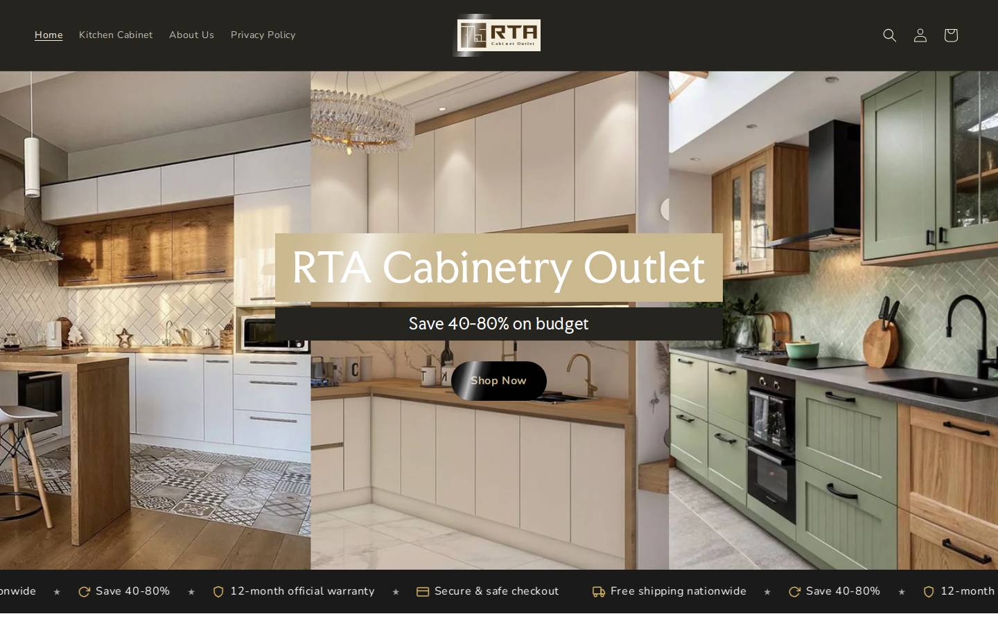 rtacabinetoutlet.com homepage screenshot