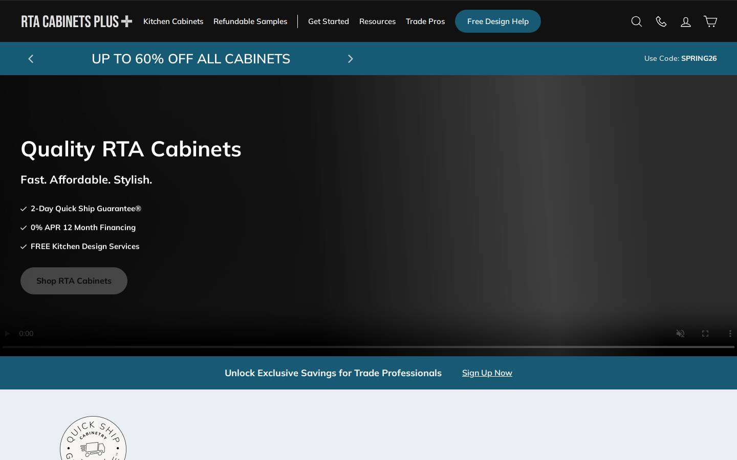 rtacabinetsplus.com homepage screenshot
