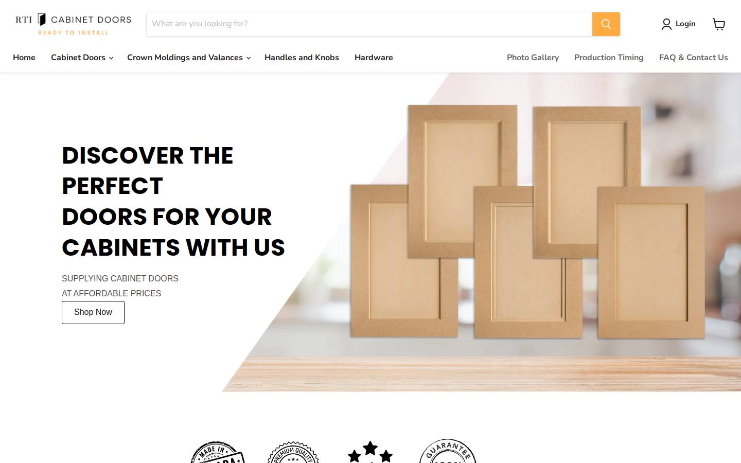 rticabinetdoors.ca homepage screenshot