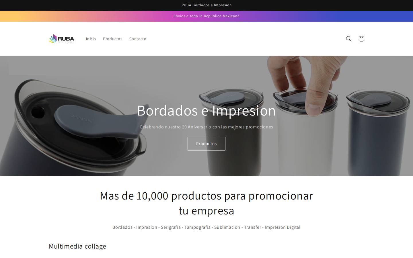 rubapromocionales.com homepage screenshot
