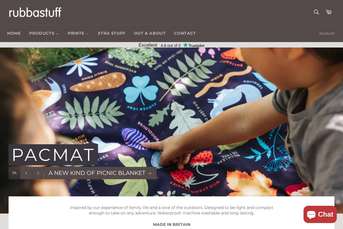 Rubbastuff homepage screenshot