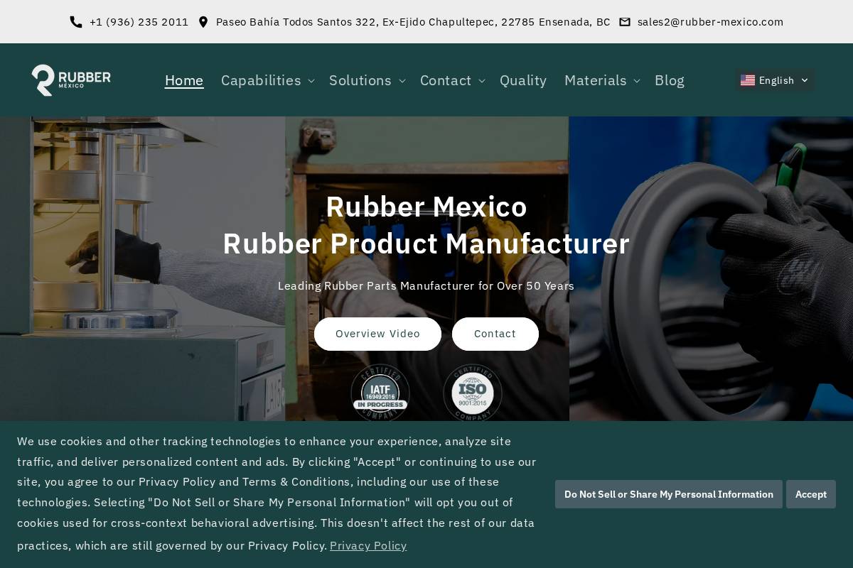 rubber-mexico.com homepage screenshot