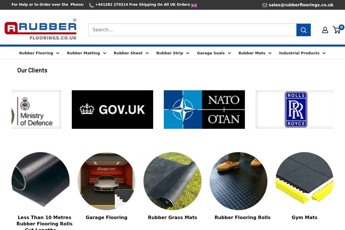 Rubberfloorings homepage screenshot
