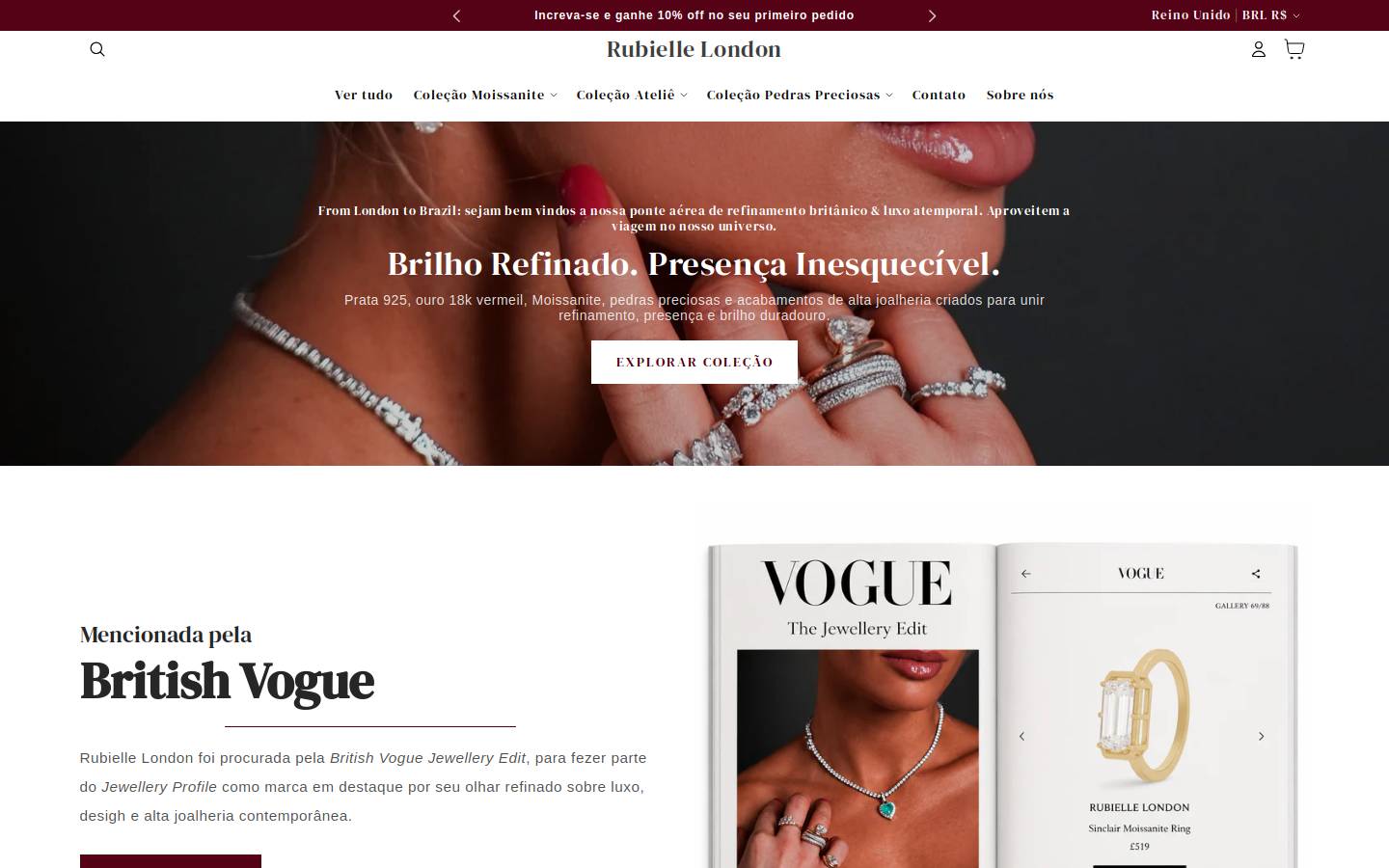 rubiellelondonbrasil.com homepage screenshot