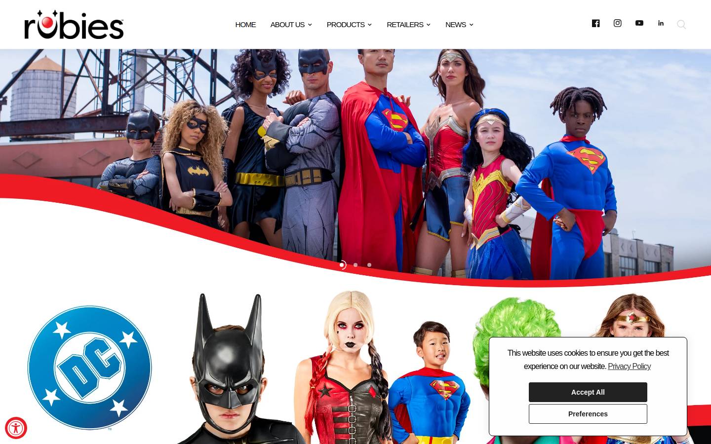 Rubie's Costume Co. homepage screenshot