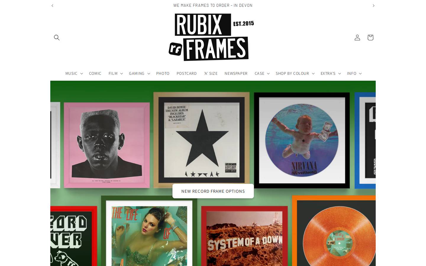 rubixframes.co.uk homepage screenshot