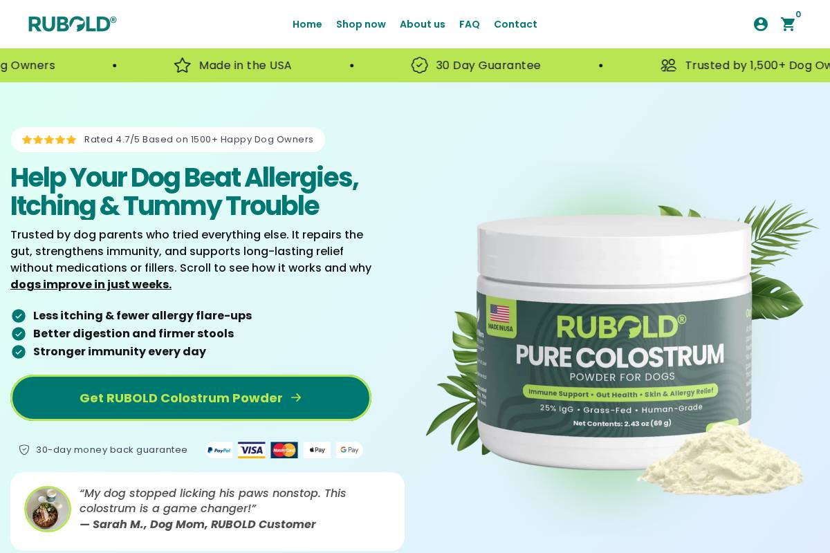 RUBOLD Dog Products homepage screenshot