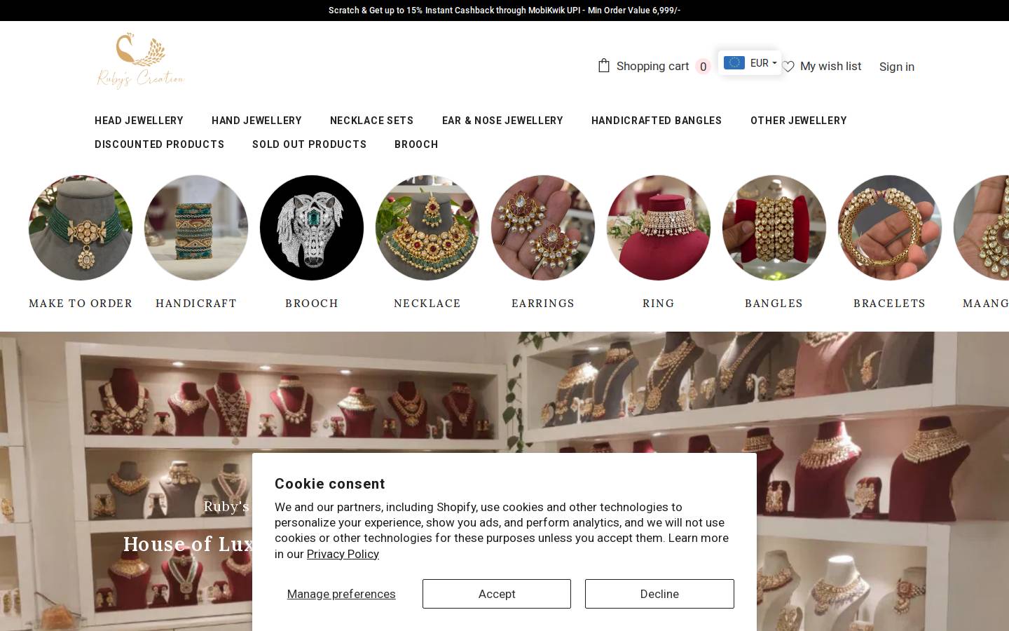 rubyscreation.com homepage screenshot