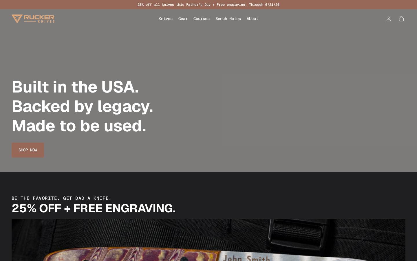 ruckerknives.com homepage screenshot
