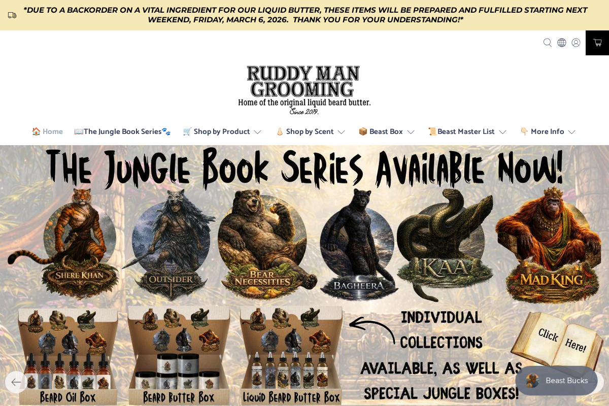 Ruddy Man Grooming homepage screenshot