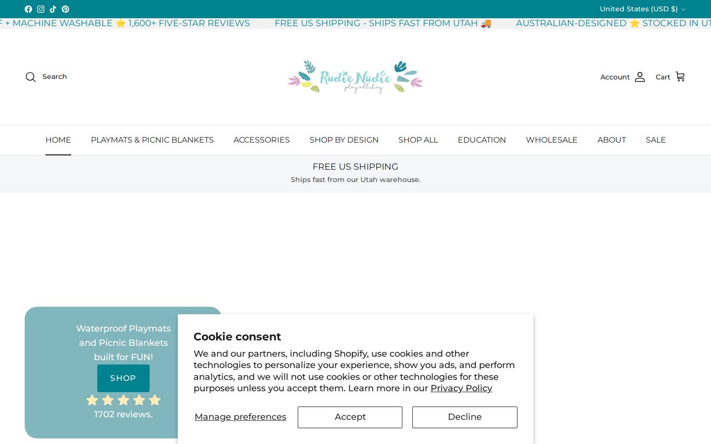 rudienudie.com homepage screenshot