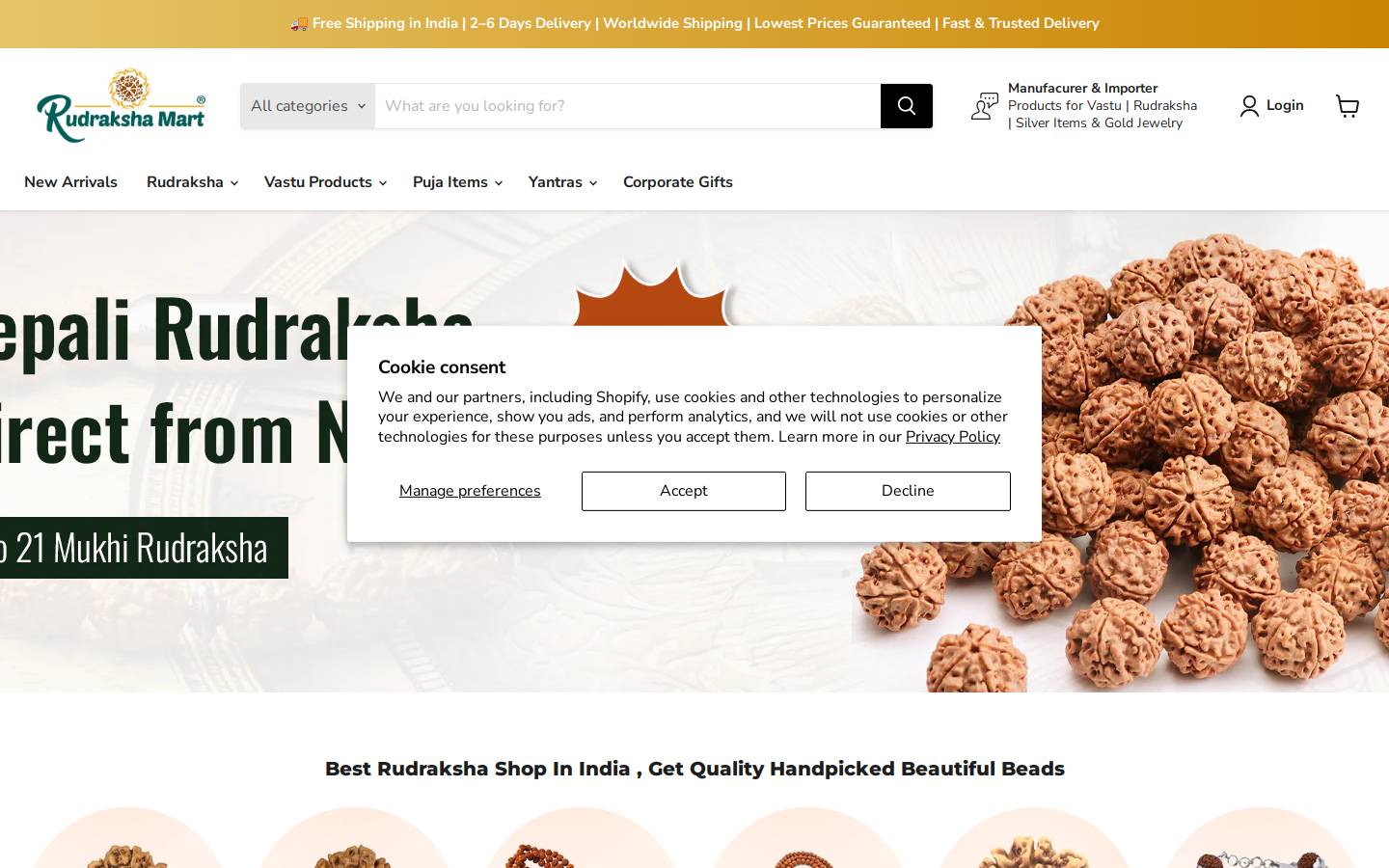 Rudraksha Mart & Co. homepage screenshot