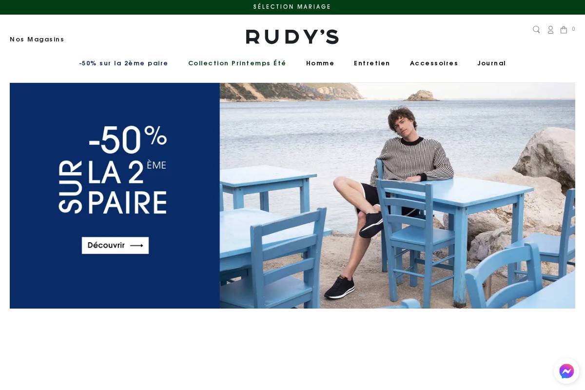 Rudy's chaussures homepage screenshot