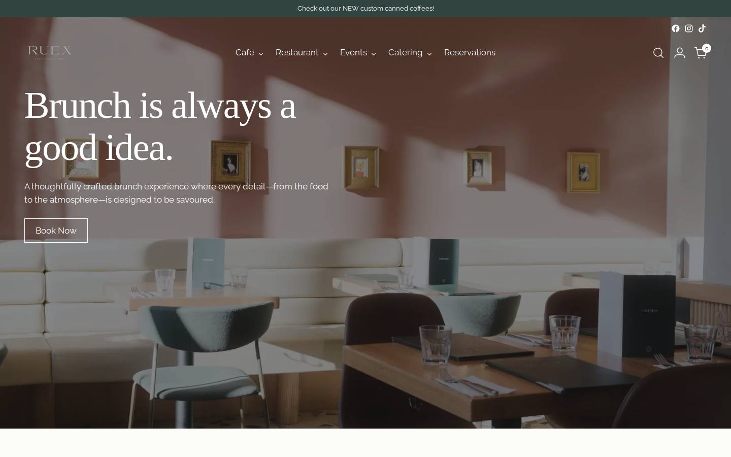 ruexcafeandbar.com homepage screenshot