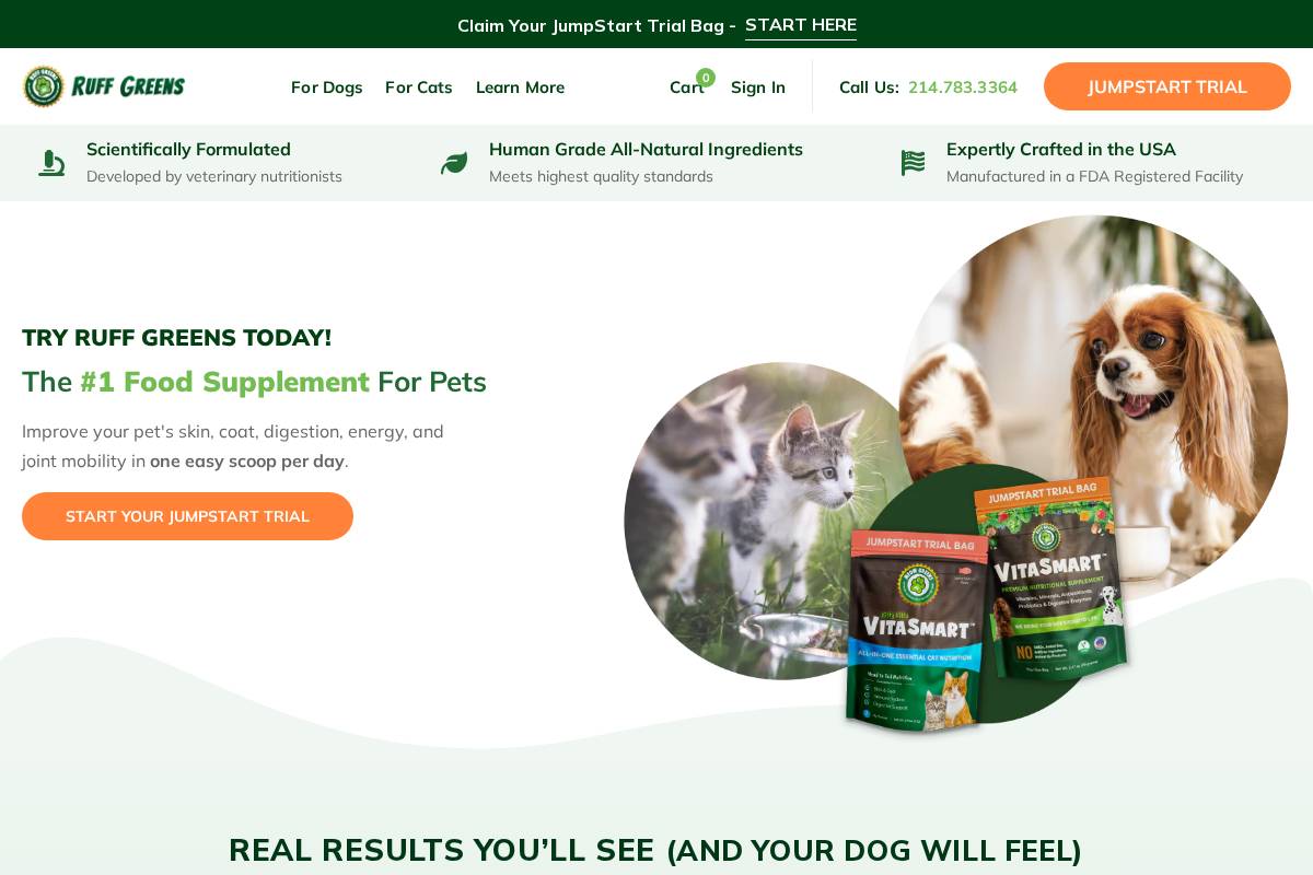 ruffgreens.com homepage screenshot