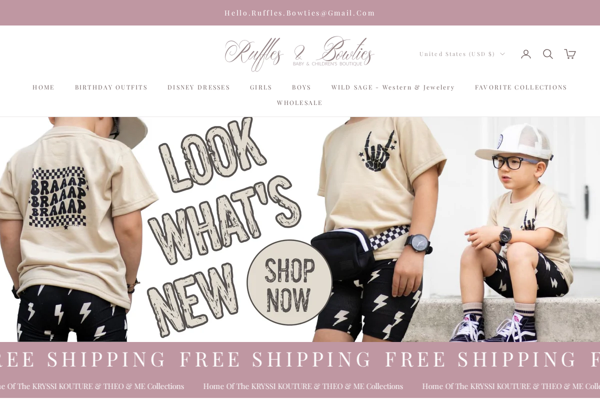 rufflesandbowties.boutique homepage screenshot