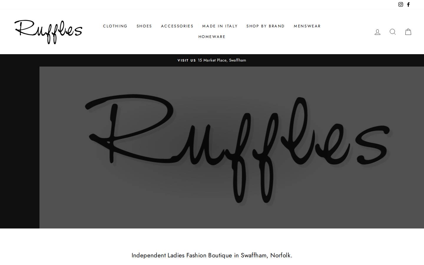 rufflesboutique.co.uk homepage screenshot