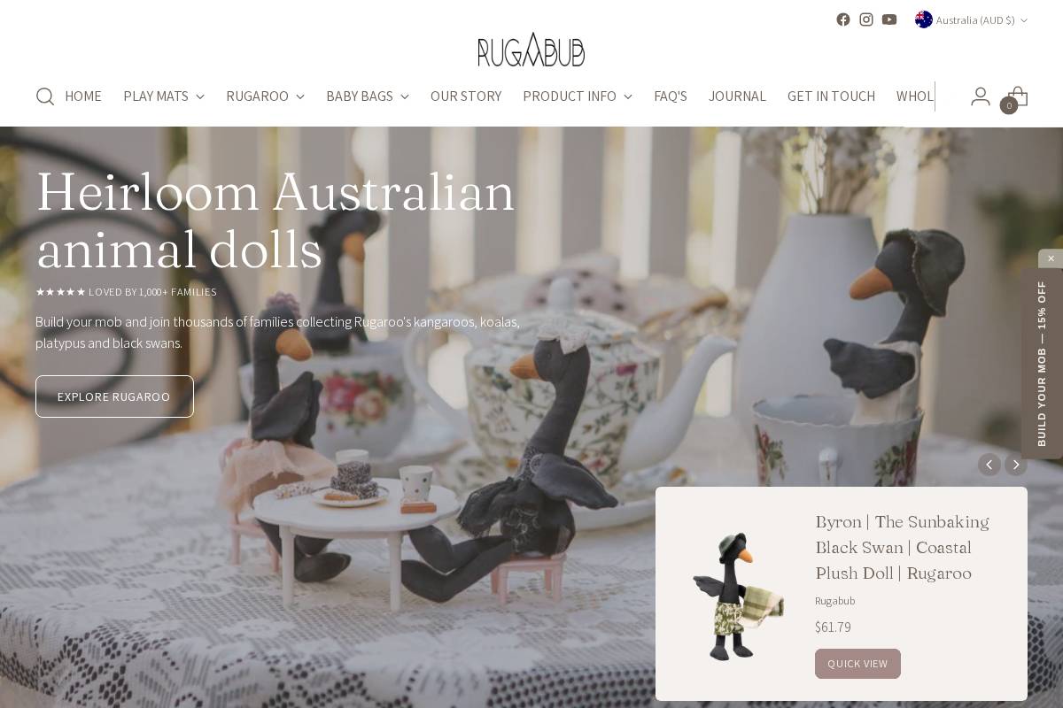 rugabub.com.au homepage screenshot