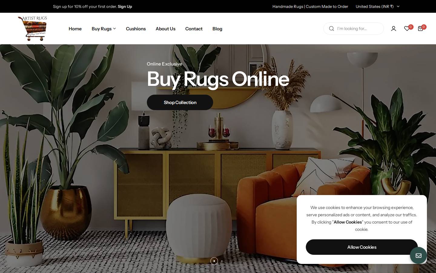 rugartist.com homepage screenshot