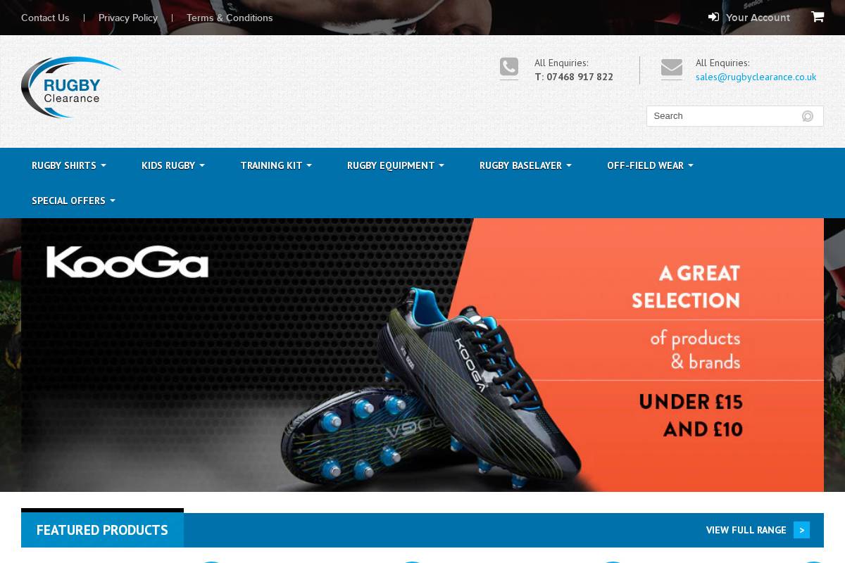 rugbyclearance.co.uk homepage screenshot
