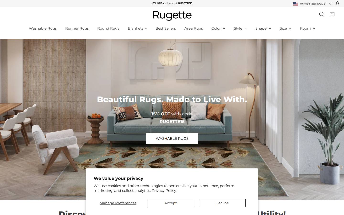 Rugette homepage screenshot