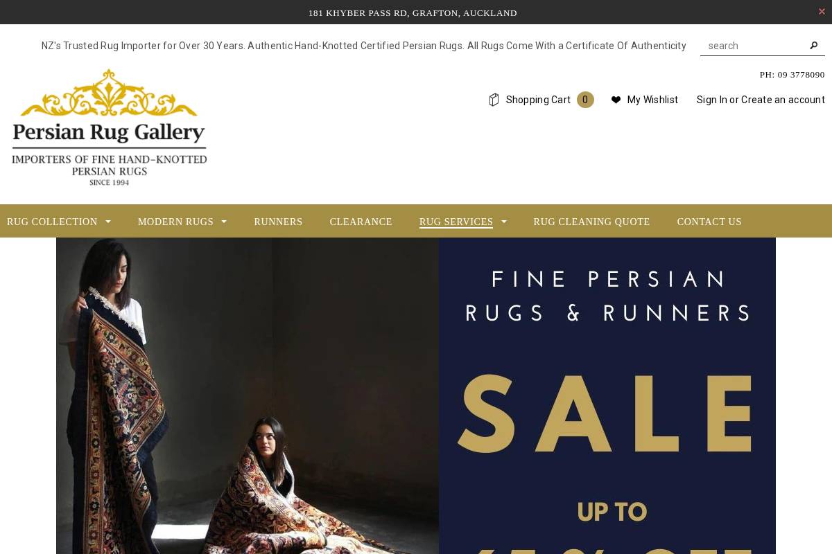 ruggallery.co.nz homepage screenshot